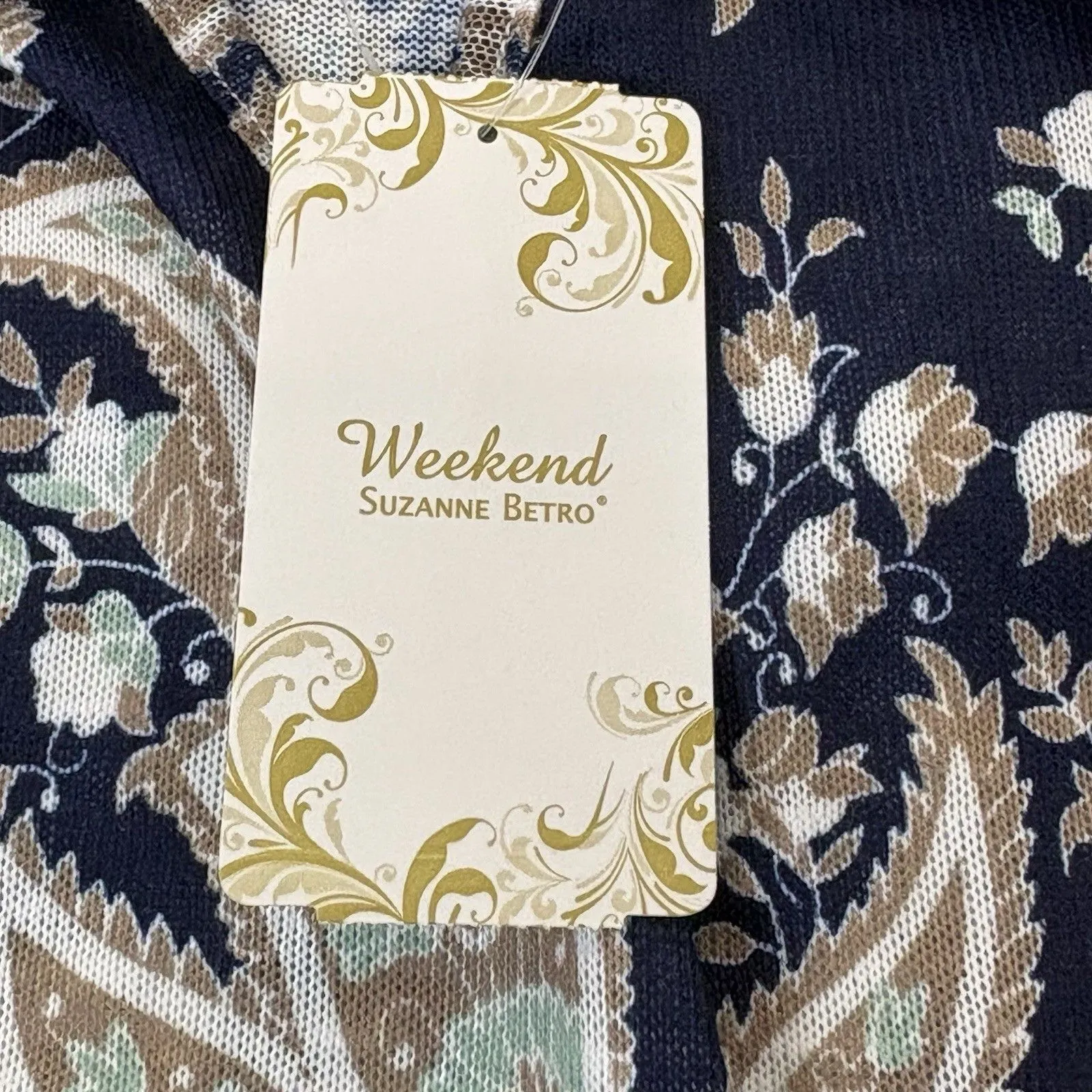 Weekend Suzanne Betro Paisley Lace Trim Keyhole Tunic Size XL Boho Chic Hippie - Image 7