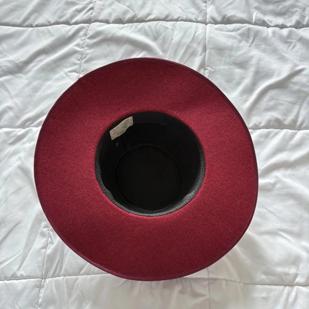 Vintage 90s Y2K Nicole Marciano Wide Brimmed Felt Womens Hat Red Black Bow Rose - Image 6