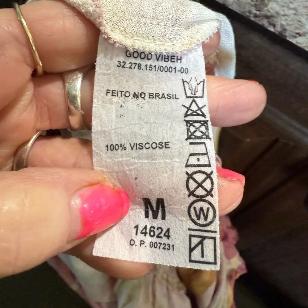 Garage Puff Sleeve Tie Front Crop Top Pink and Orange - Image 5