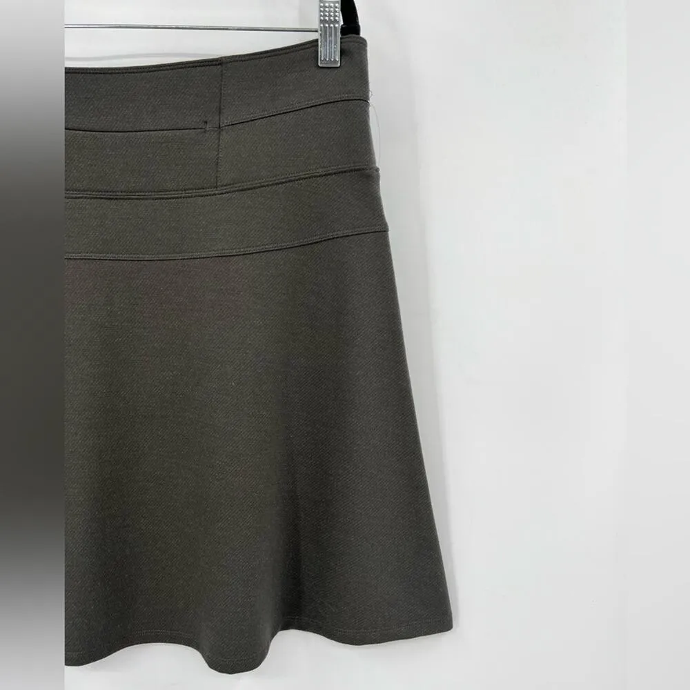 🆕 NWOT Athleta Ponte Twill Skirt Fit & Flare Stretch Zip Green Gray Grey Taup 8 - Image 9