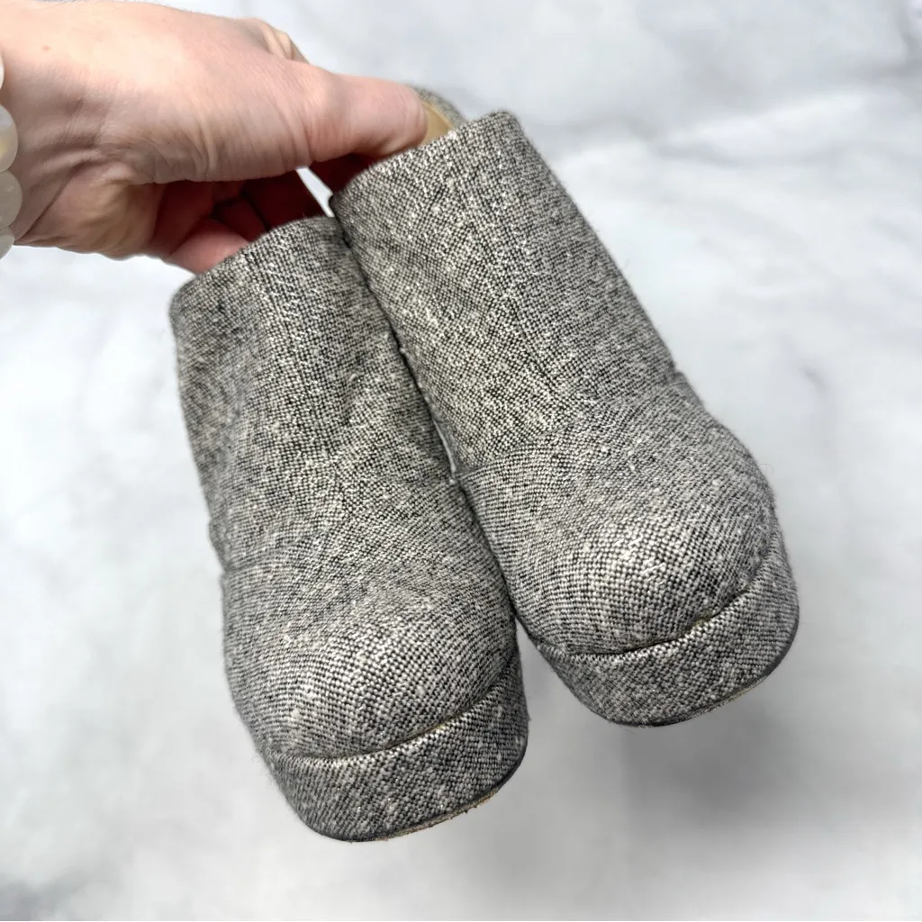 YSL Yves Saint Laurent Y2K Vintage Glitter Tweed Platform Heeled Ankle Boots - Image 5