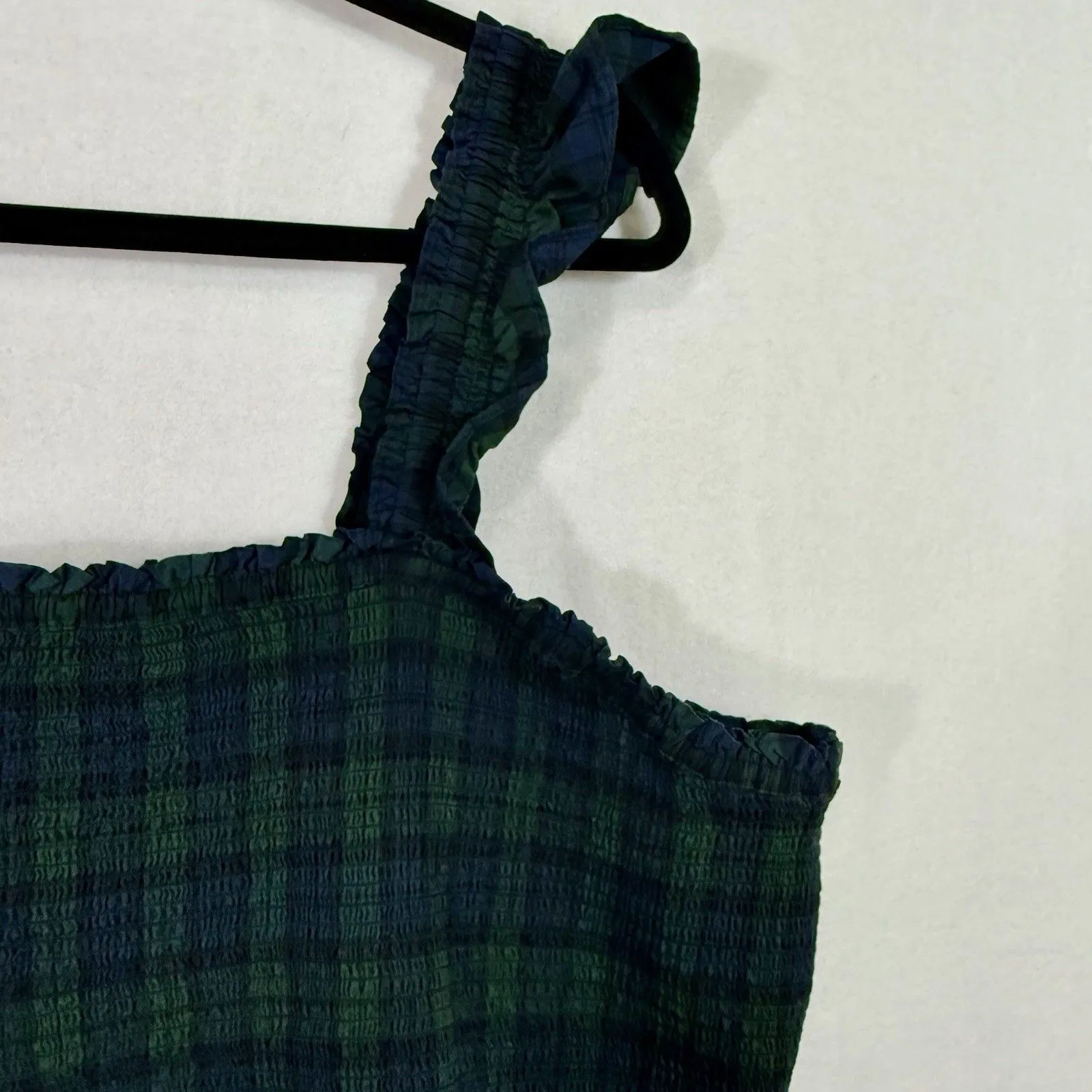 NEW Plus Size J.Crew Green Tartan Plaid Smocked Tiered Poplin Midi Dress Size 3X - Image 6