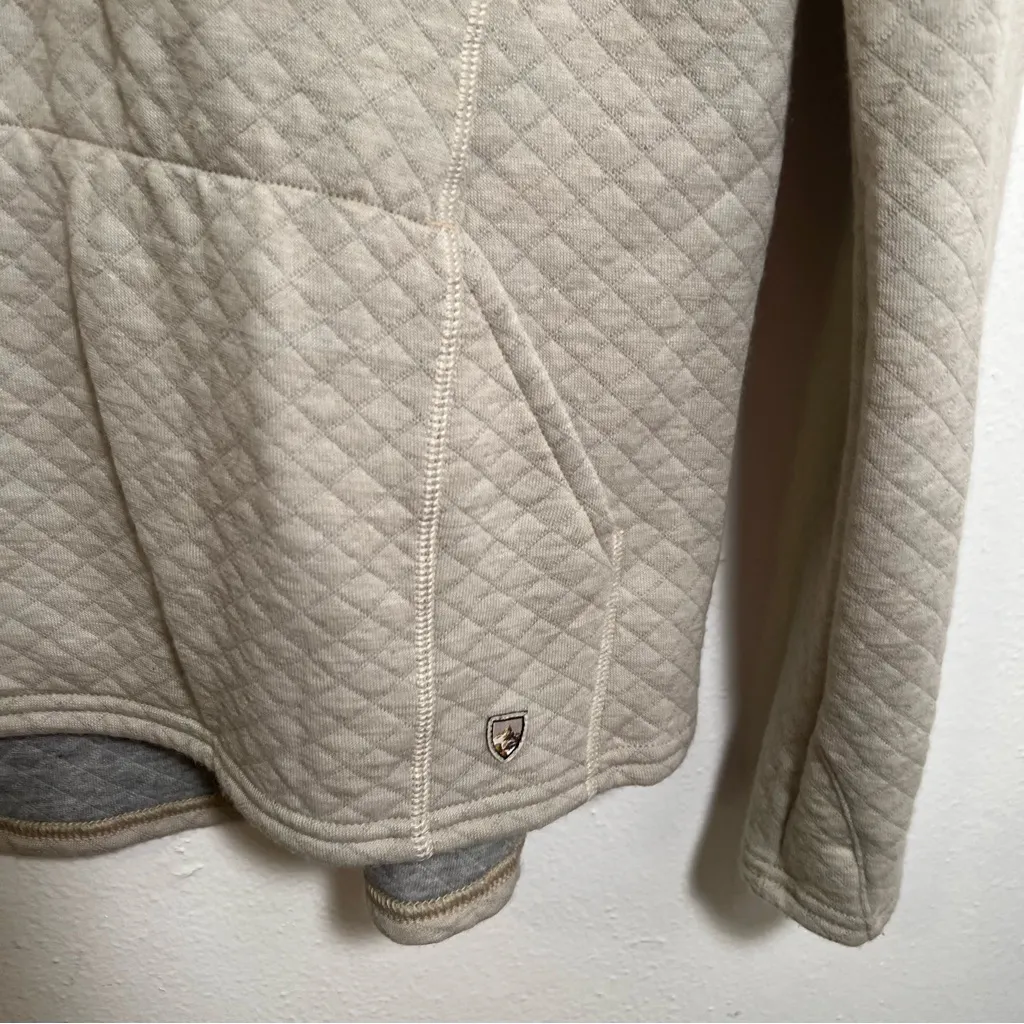 Kuhl Athena Pullover Sweatshirt Dove Beige Quilted M - Image 7