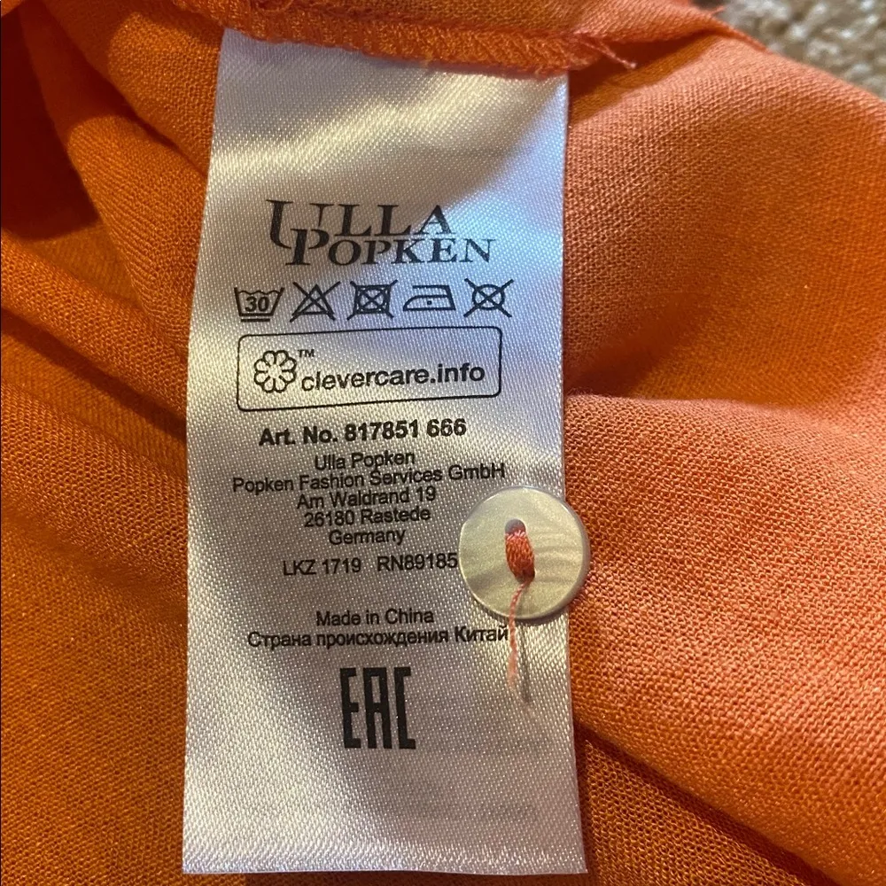 Ulla Popken Button Down Shirt Blouse Persimmon Sleeve Detail Size 28/30 Orange - Image 10