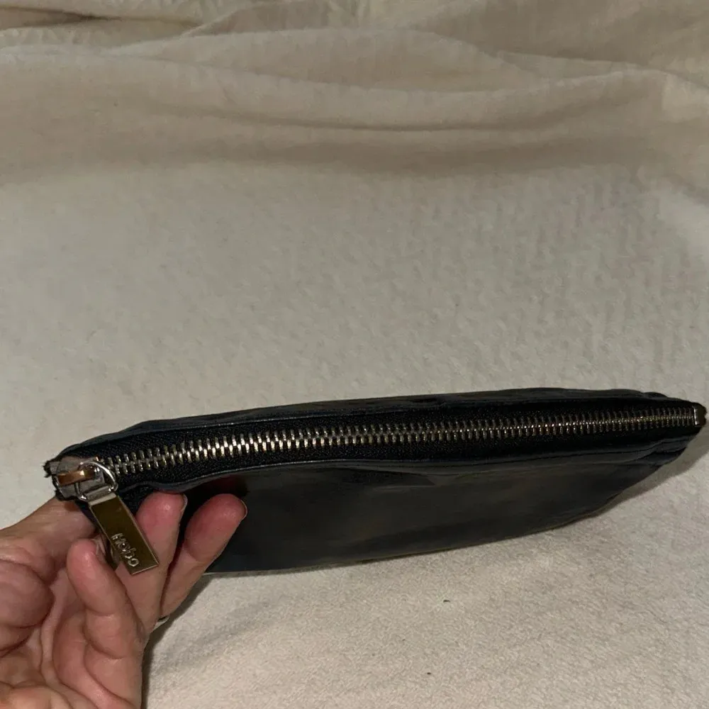 Hobo International Clutch Lauren Black Leather Wallet with added silver zipper - Image 5