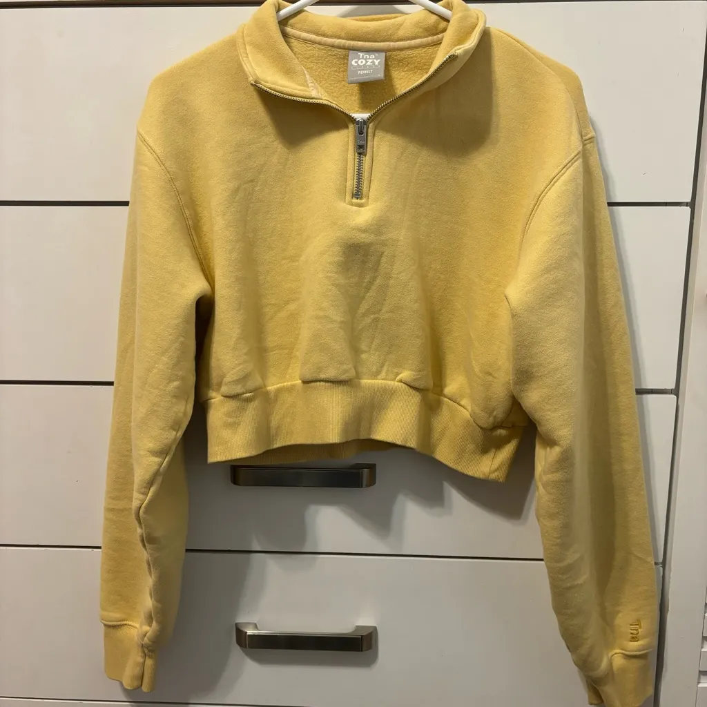 TNA Cozy Fleece Perfect ¼ Zip Sweatshirt Yellow - Image 2