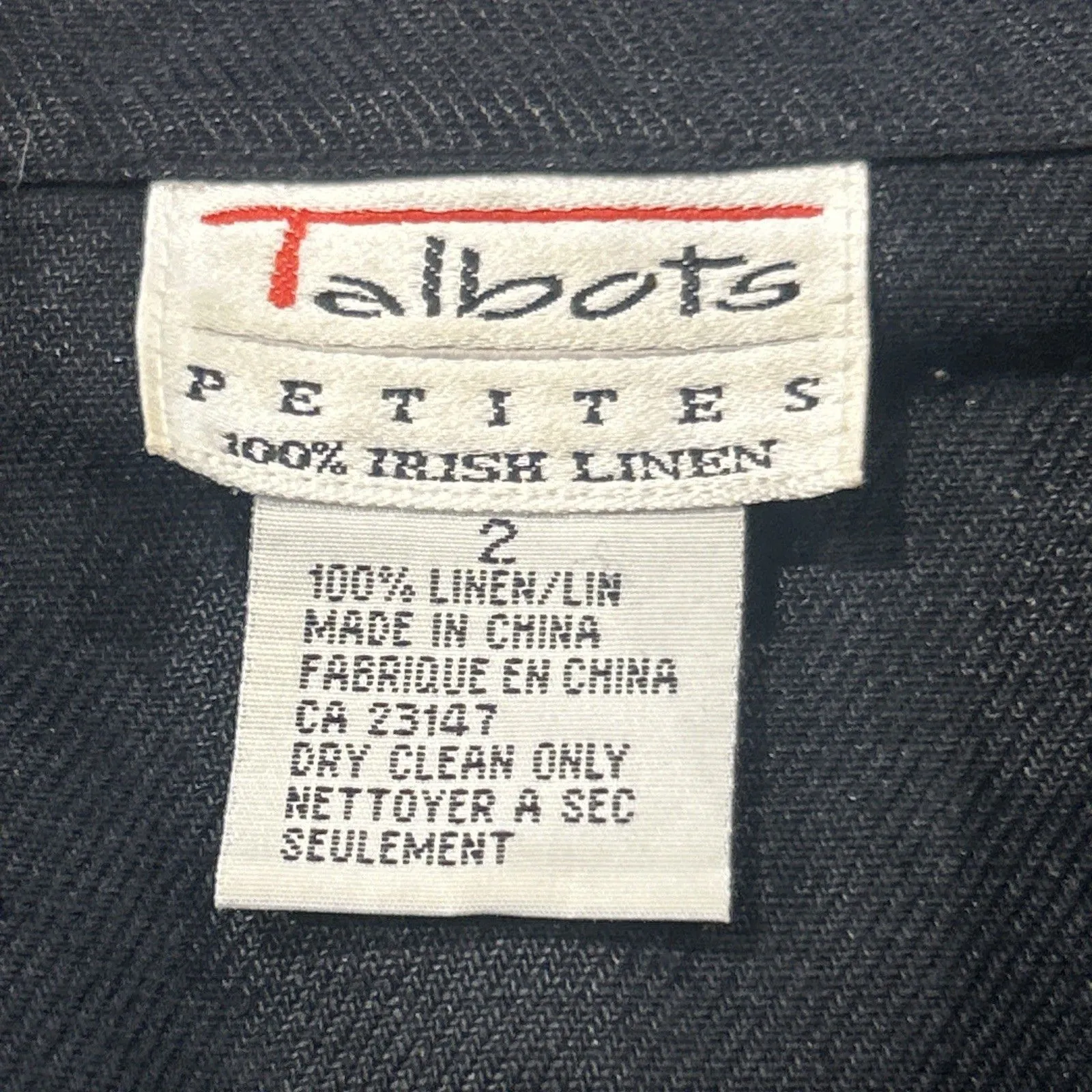 Talbots Jacket 2 Petite Irish Linen Black Button Up Blazer Career Shoulder Pads - Image 3