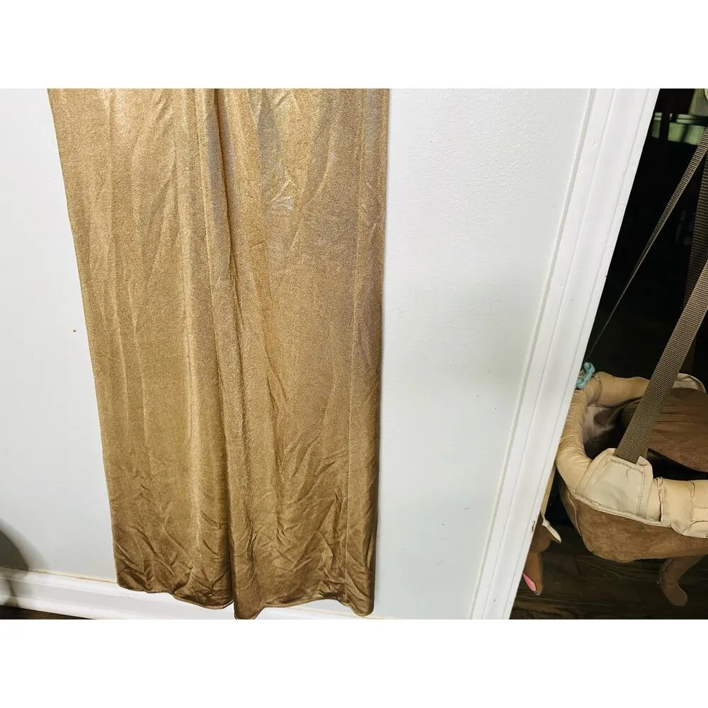 LAUREN RALPH LAUREN Gold Foil Print Twist Front Nadira Jersey Gown Size 4 - Image 8