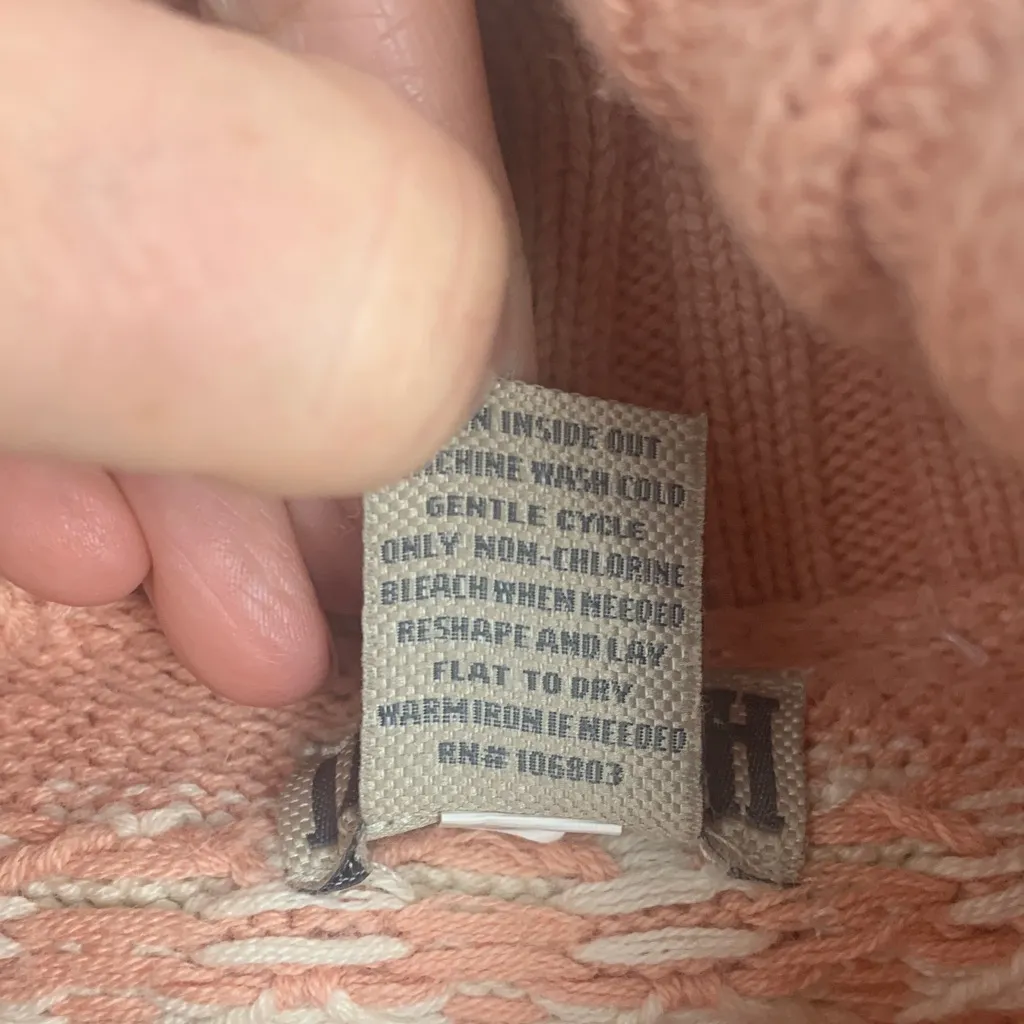 Duluth trading Co women's size XL fair isle wool Cozy Pink Turtleneck Sweater - Image 7