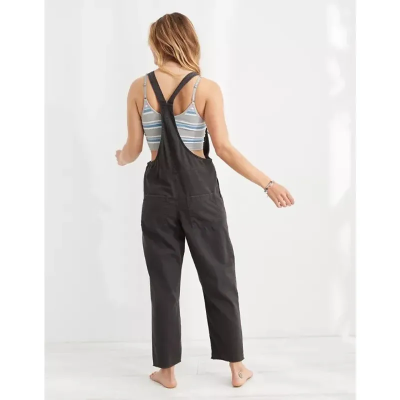 [Aerie] Smoked Gray Gauzy Cotton Werk & Play Lightweight Relaxed Overalls Sz XXS - Image 2