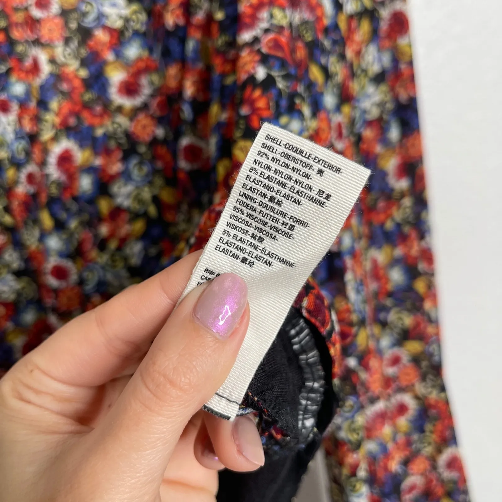 Free People Black Floral Mock Neck Cutout Long Sleeve Cropped Blouse - Image 4