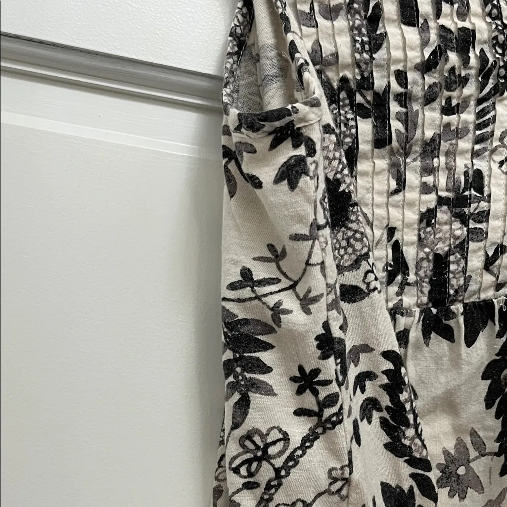 Maeve Black and Cream Floral 100% Cotton Sleeveless Blouse - Size Small - Image 7
