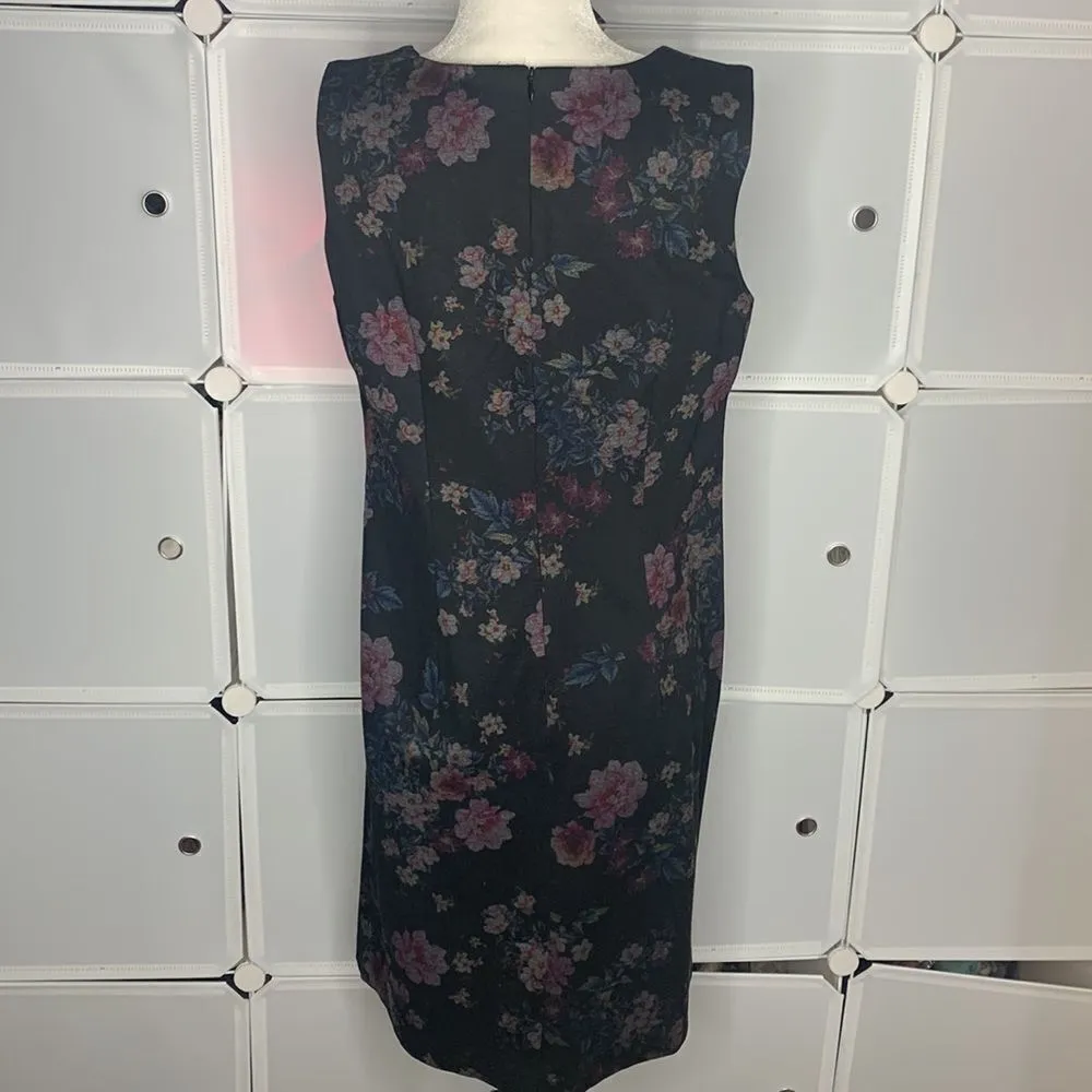 MARIO SERRANI Modern Fit Stretch Knit Shift Dress BLACK FLORAL Size Medium - Image 4
