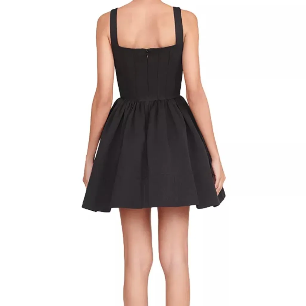 Staud‎ Landscape Mini Dress Satin Black Size 2 - Image 3