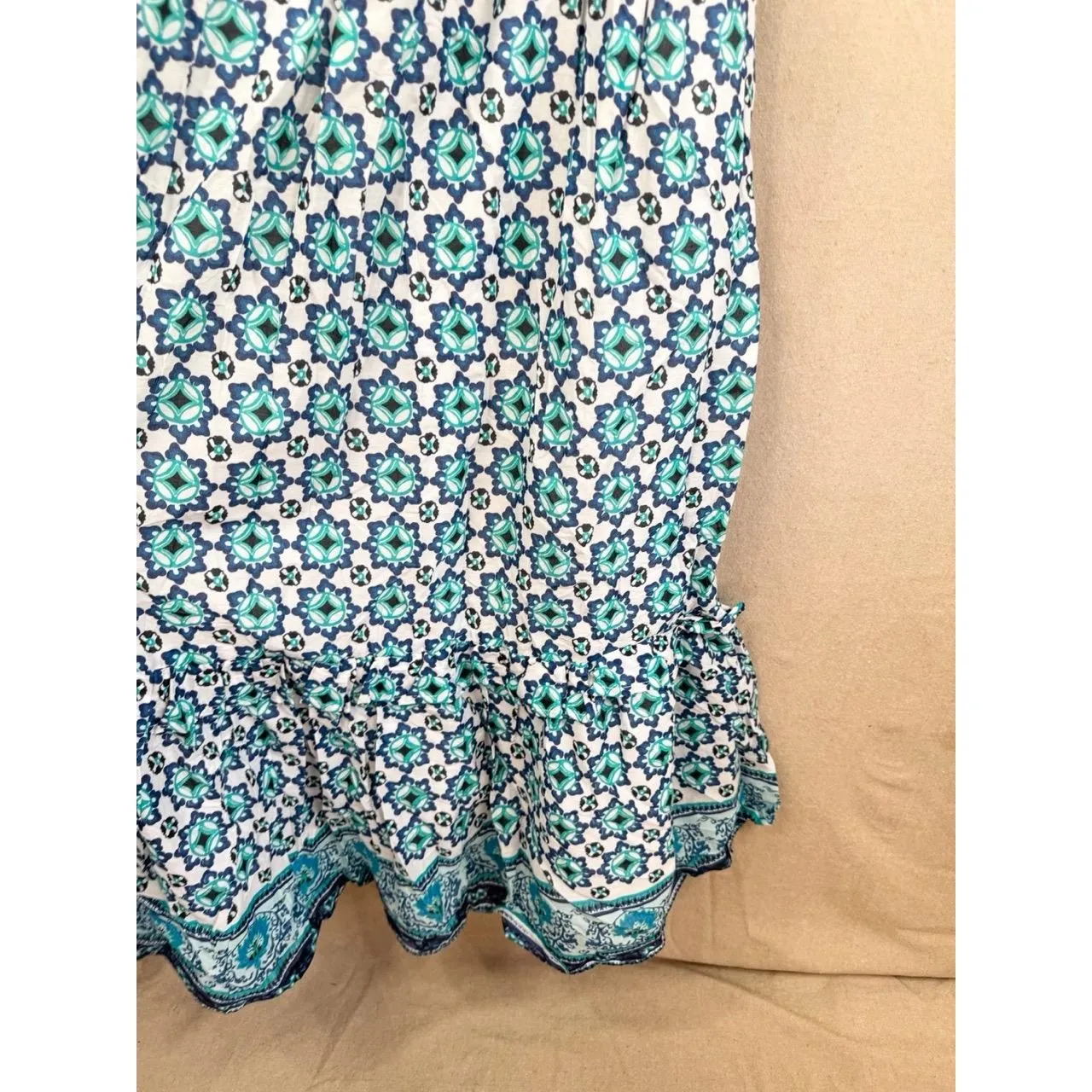 Lucky Brand Womens Sleeveless V-Neck Maxi Dress Size S Pockets Tiered Ruffle - Image 4