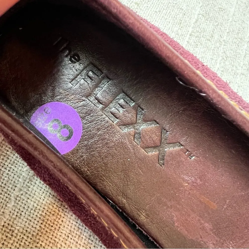The Flexx Burgundy Suede Slip On Flats Purple Size 8 - Image 6