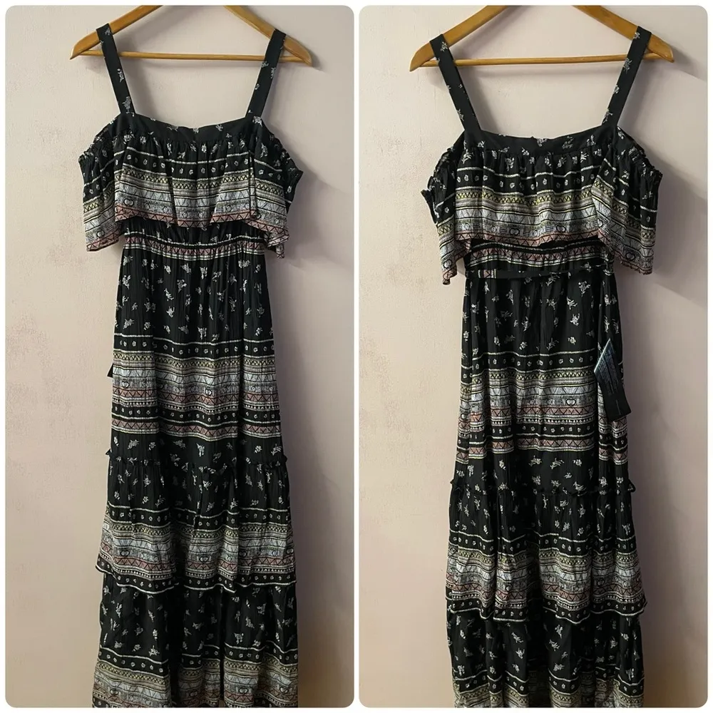 BCBGMaxazria Claudia Multicolored Tiered Off-The-Shoulder Maxi Dress Sz S NWT - Image 10