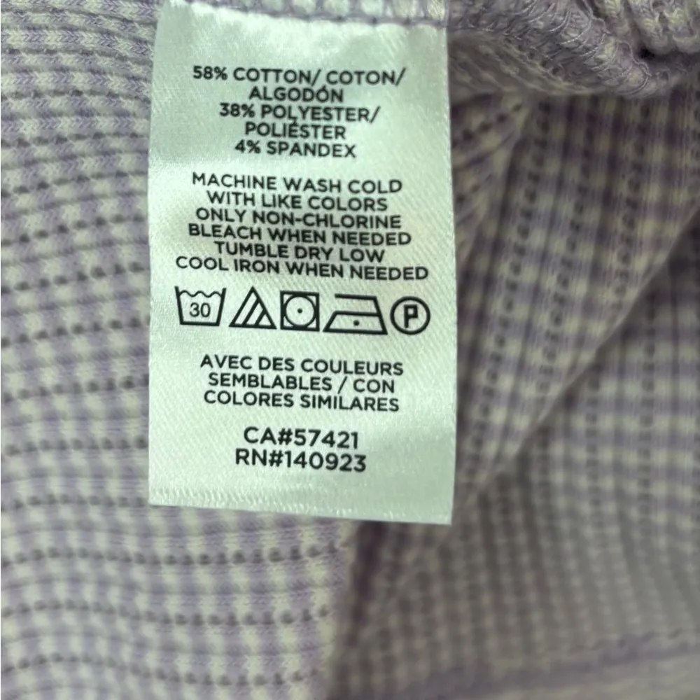 LOFT XL Gingham Check Waffle Short Sleeved Lilac Purple Checkered Top - Image 7