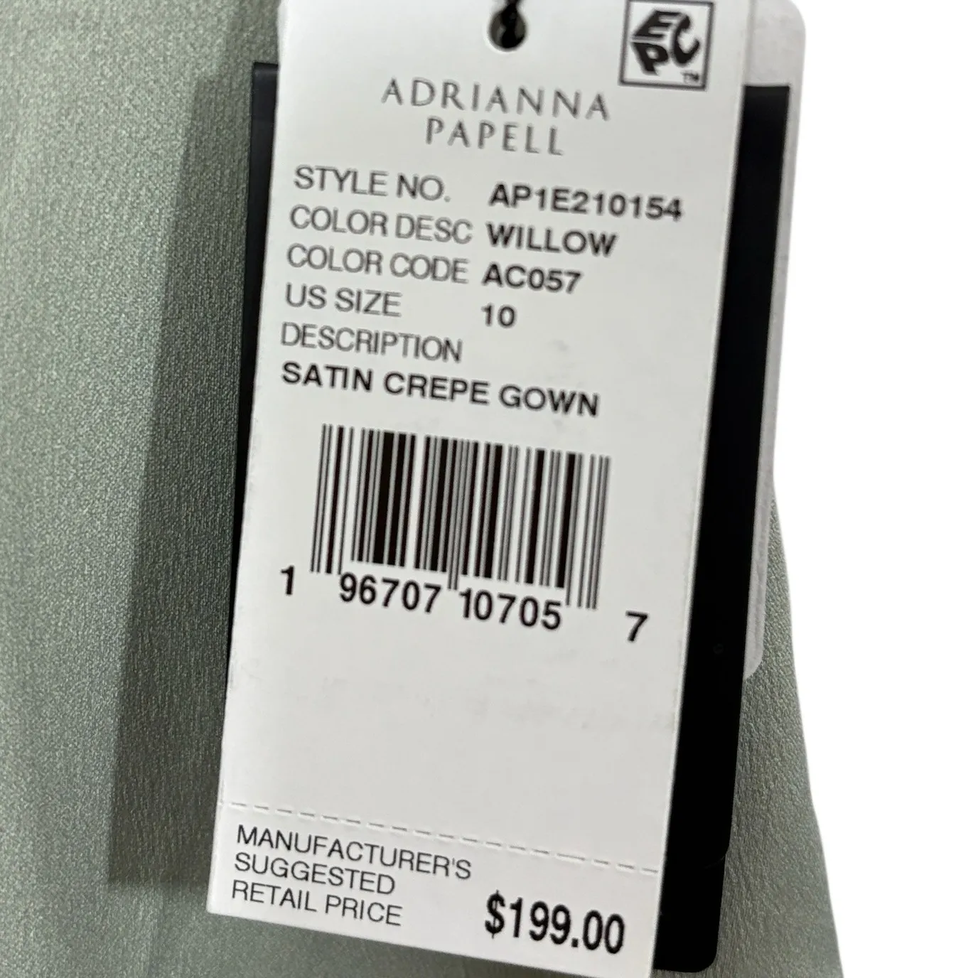 Adrianna Papell Willow Satin Crepe Gown Formal Evening Slip Dress Size 10 - Image 3