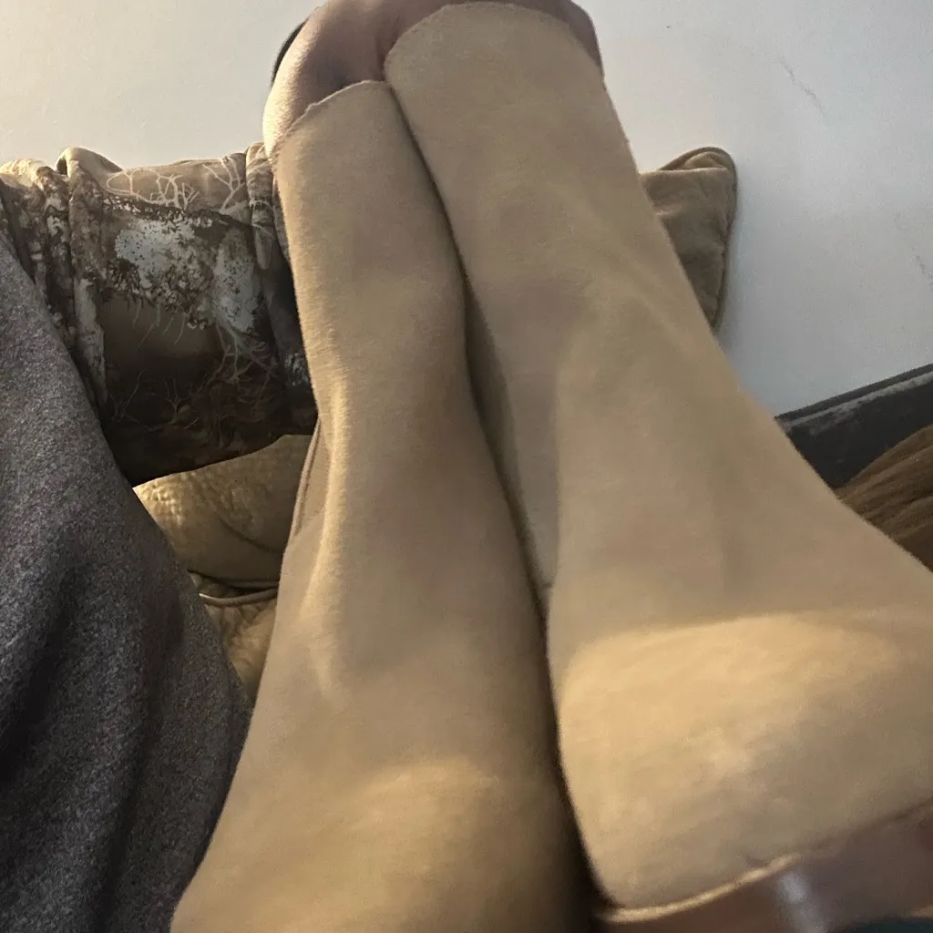 Tan Suede Knee-High Boots - Image 2