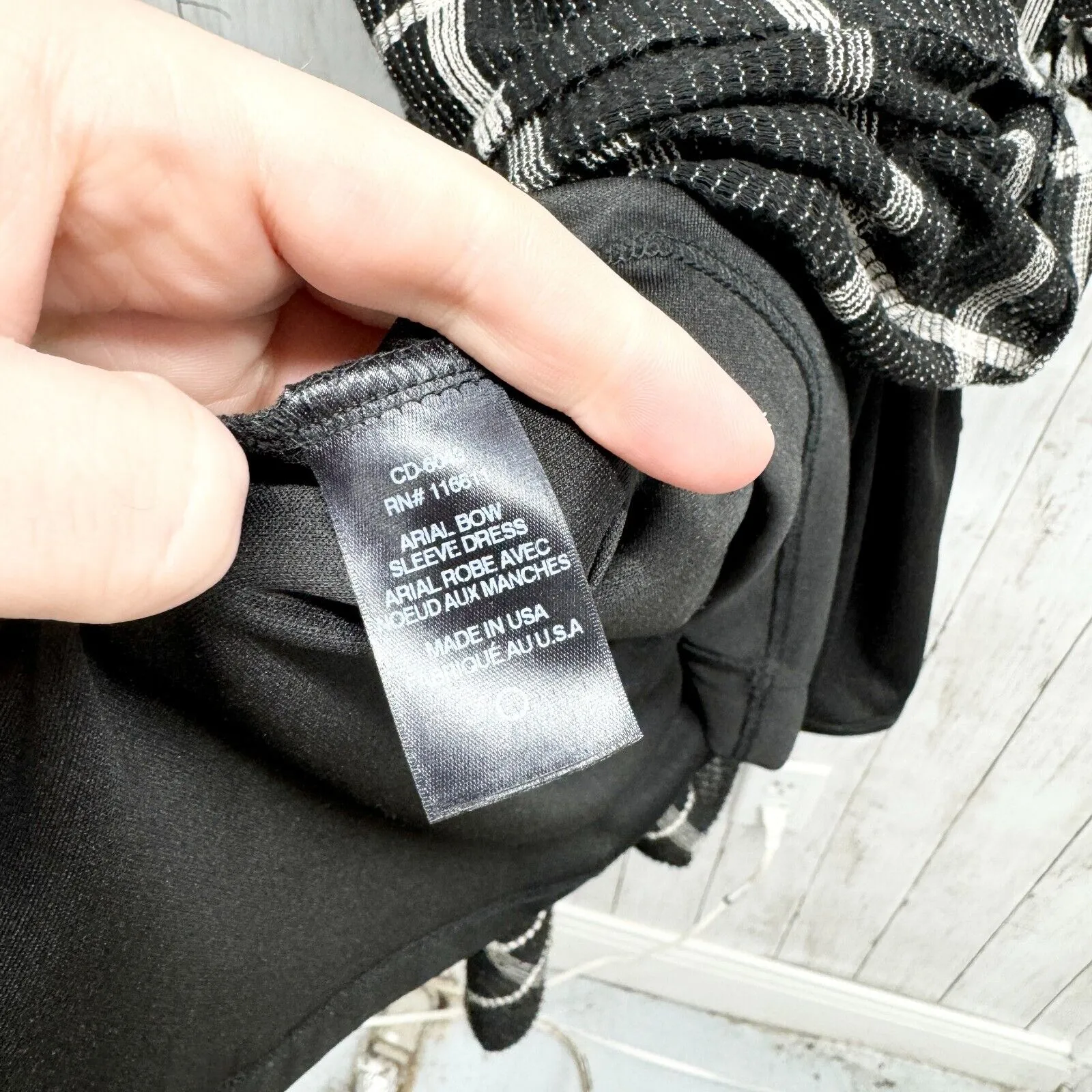 Amadi Dress Women PM Black White Checkered Plaid Boat Neck Bow Sleeve Tunic Tent Size undefined - Image 3