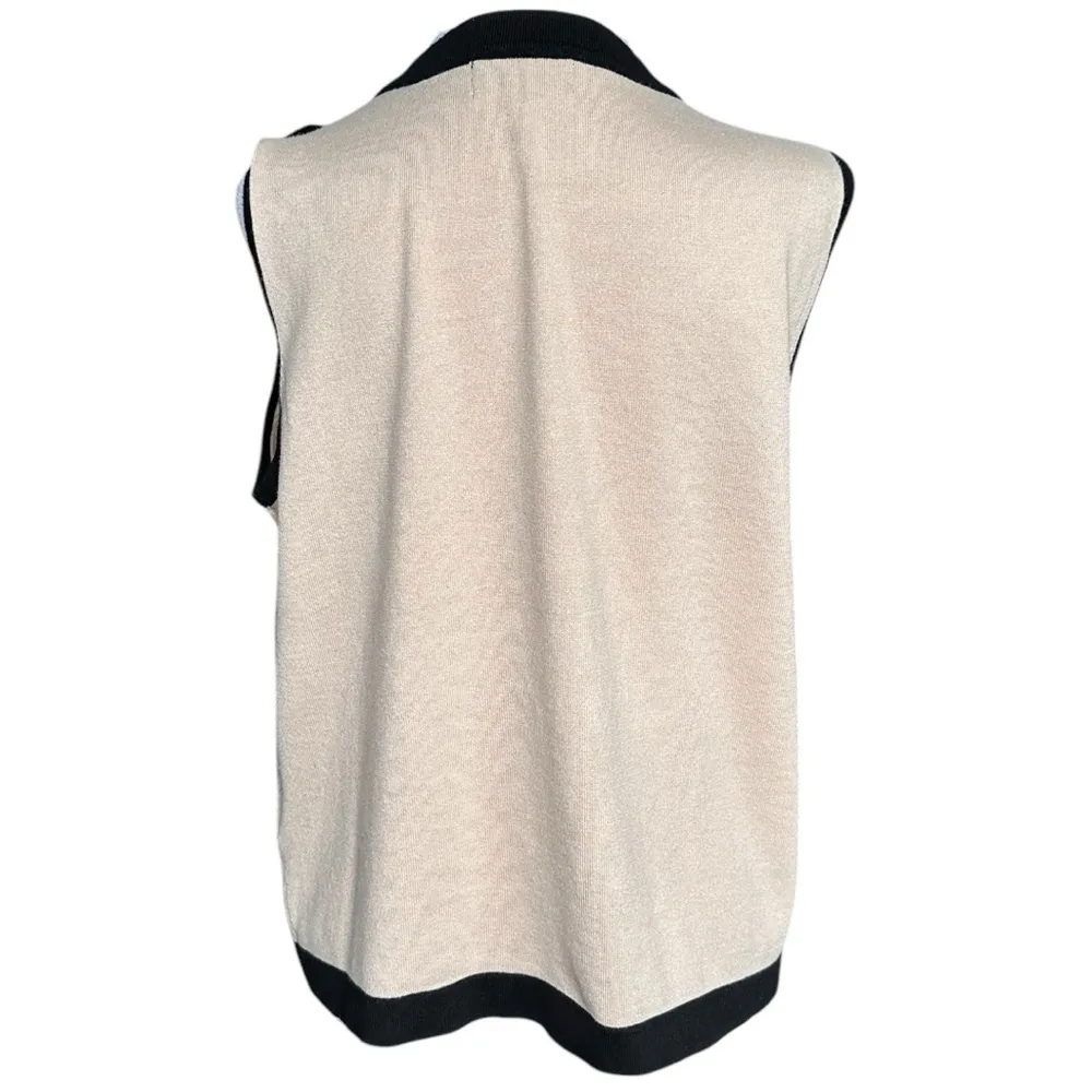 Karl Lagerfeld Cream and Tan Relaxed Sleeveless Tank - Image 2