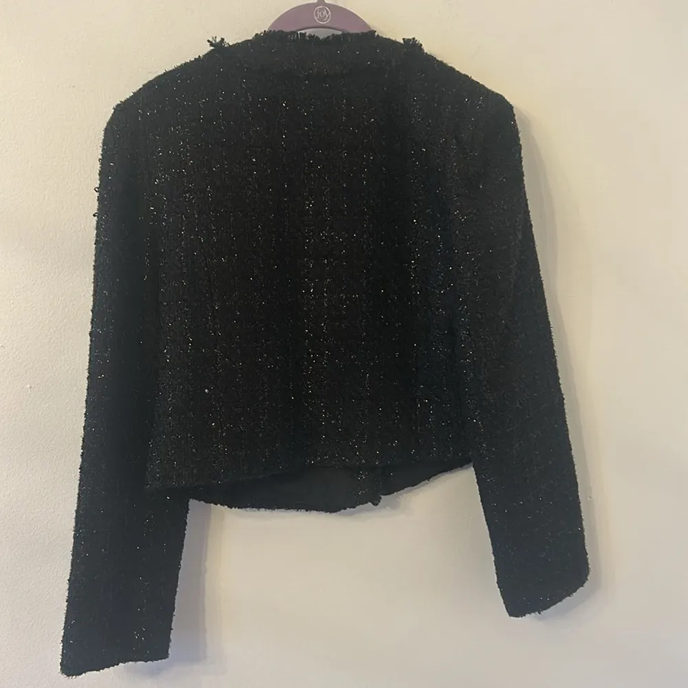 River Island Black Button Front Tweed Boucle Blazer Jacket Size 12 - Image 7