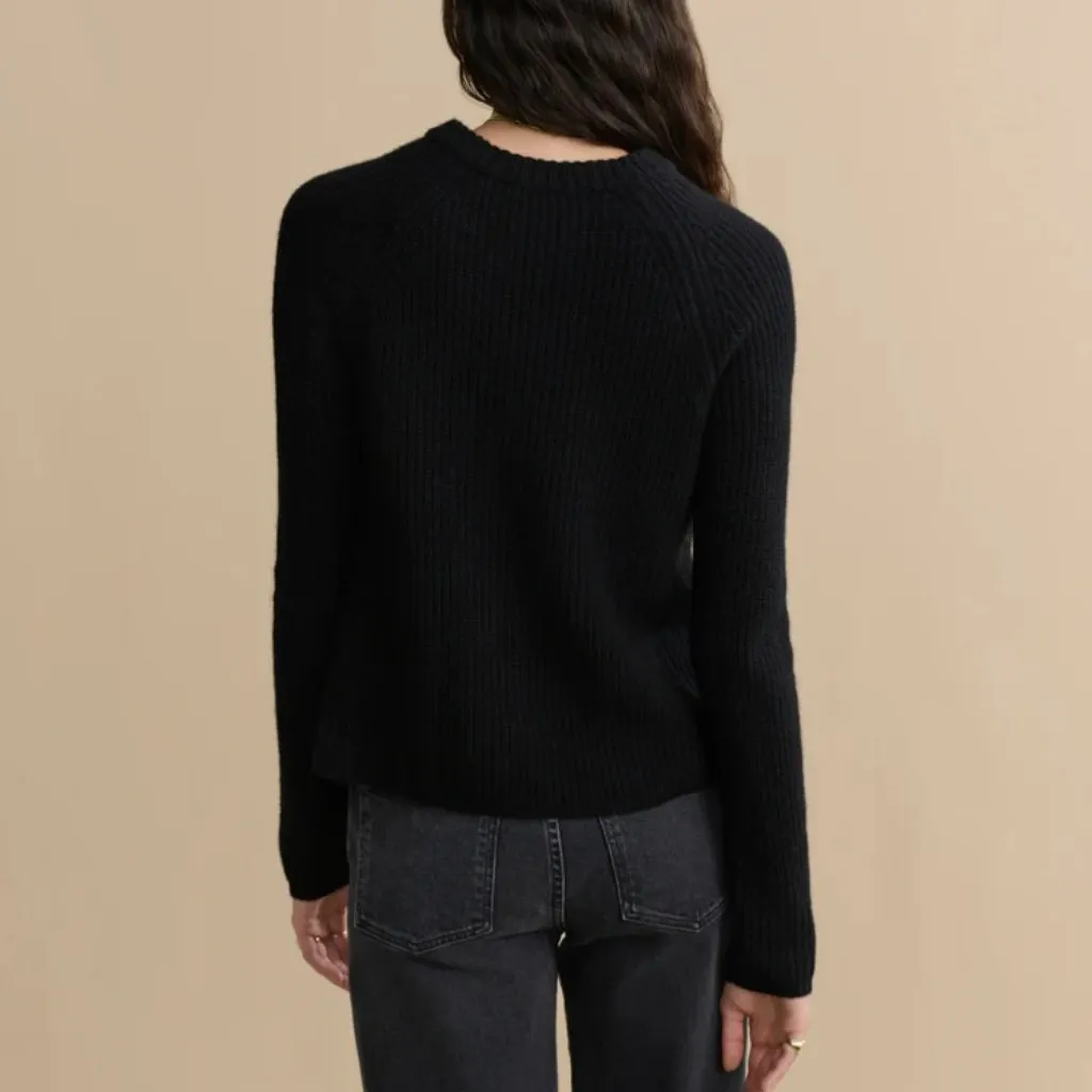 Jenni Kayne Cashmere Fisherman Sweater in Black, Size Small - Image 4