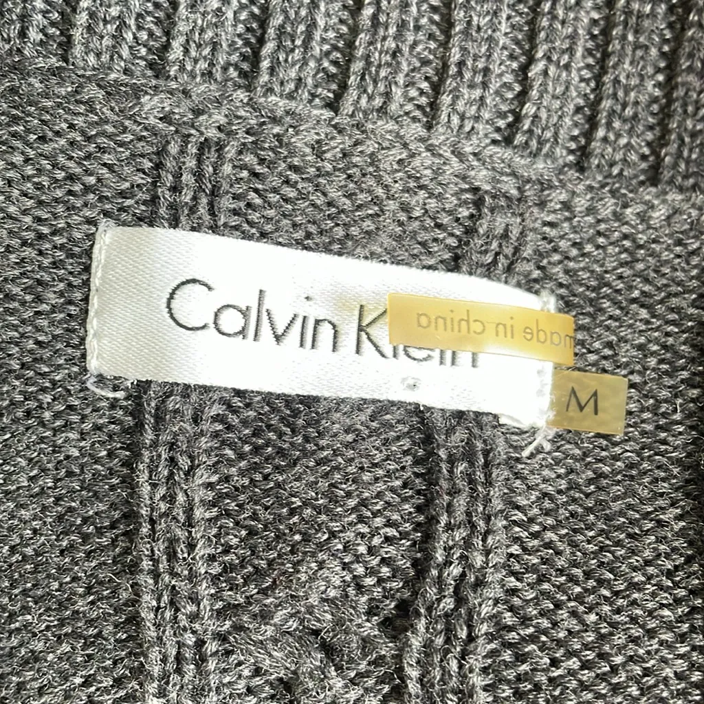 Calvin Klein Grey Cable Knit Sweater Dress - Image 5
