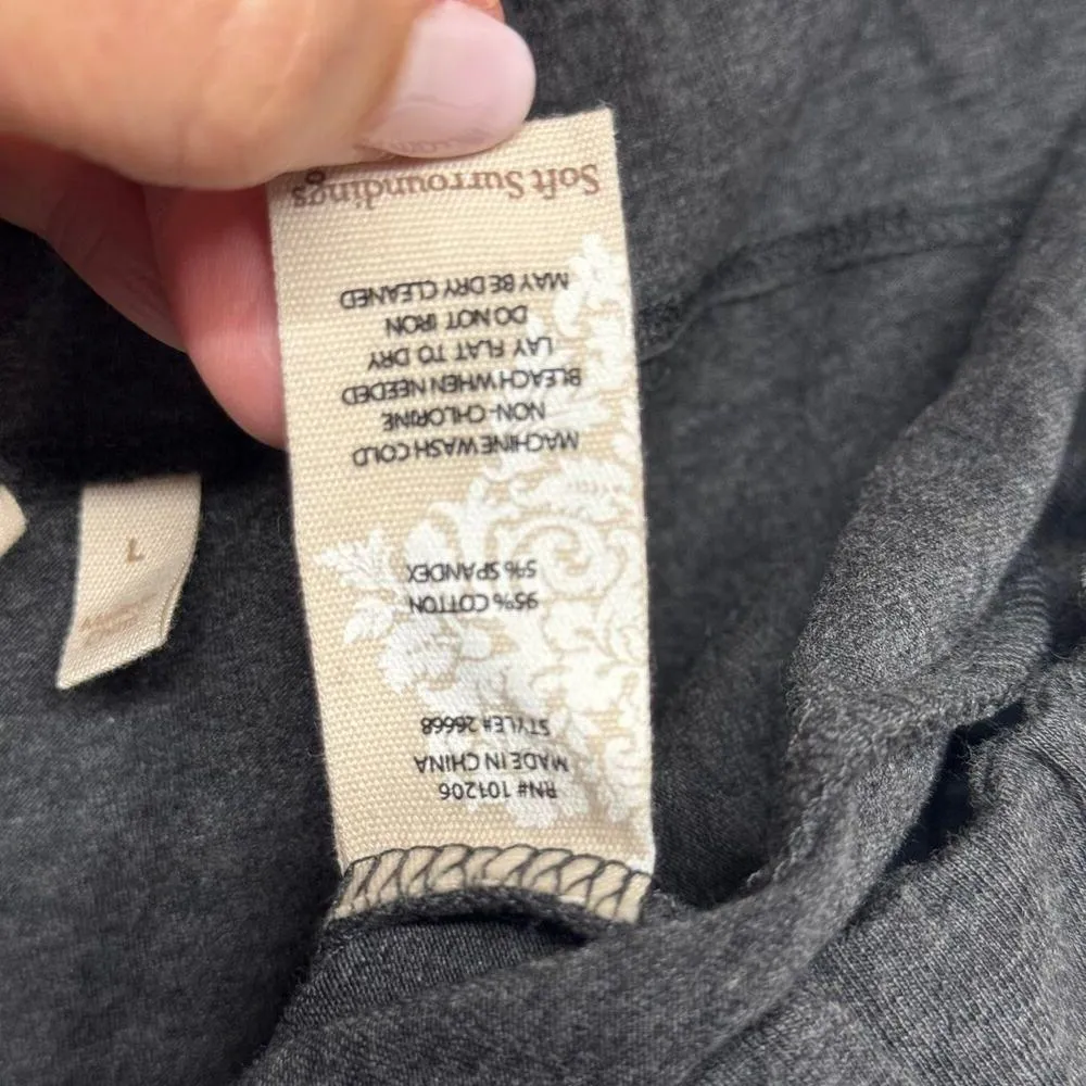 Soft Surroundings Womens Charcoal Gray Pull On Pants Size Large Stretch Cotton - Image 6