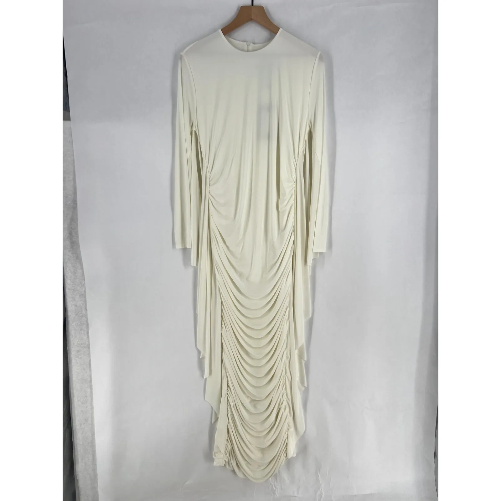 Club L London Keva Ruched Maxi Dress Womens 14 White Batwing Back Zip Party - Image 3