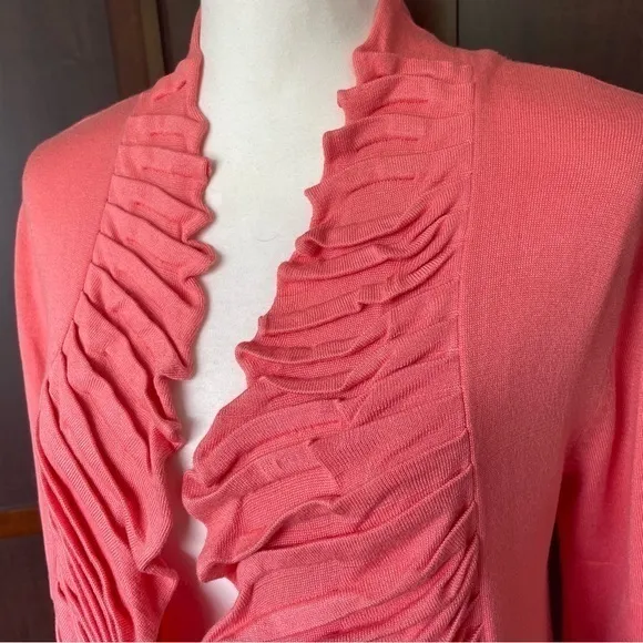 BOSTON PROPER Coral‎ Ruffle Open Cardigan size XS - Image 8