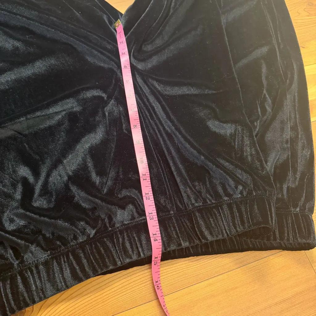 Zenana Velvet Black High Rise Stretchy Pull On Wide Leg Pants Raw Hem 3X New - Image 9