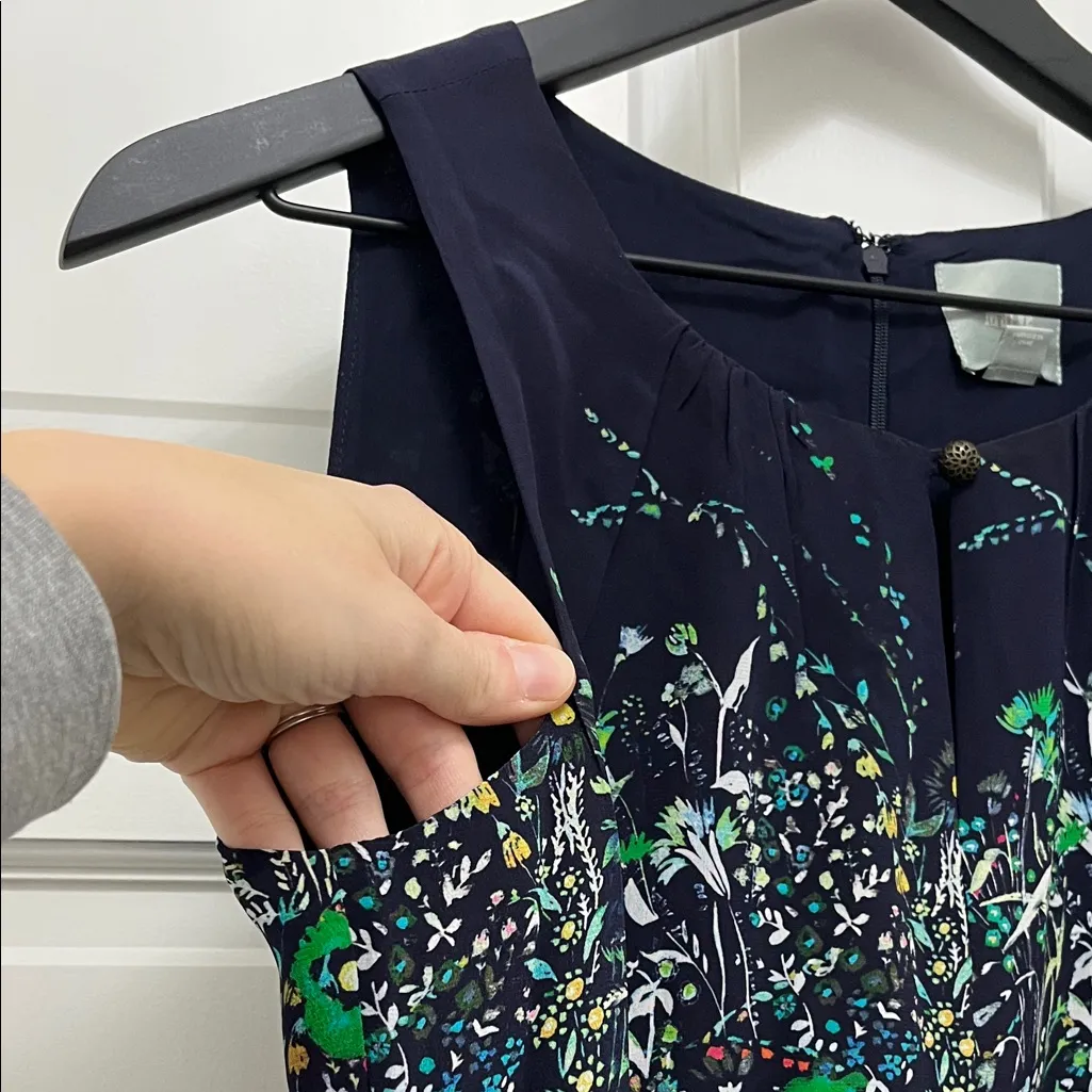 Maeve Larkspur Multicolor Vibrant Floral 100% Silk Chiffon Midi Dress - Size 0 - Image 3