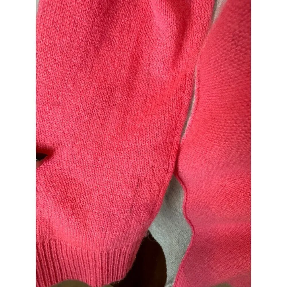 Magaschoni Sweater Womens Medium Pink Gray Knit Cashmere Asymmetric Hem Cardigan - Image 8