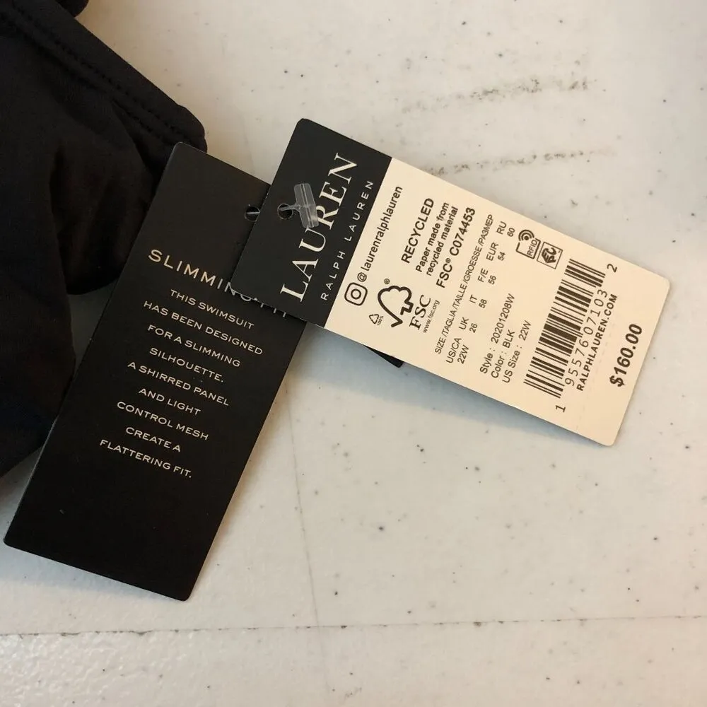 Lauren Ralph Lauren Beach Club Solids High Neck One Piece Swimsuit Black 22W - Image 7