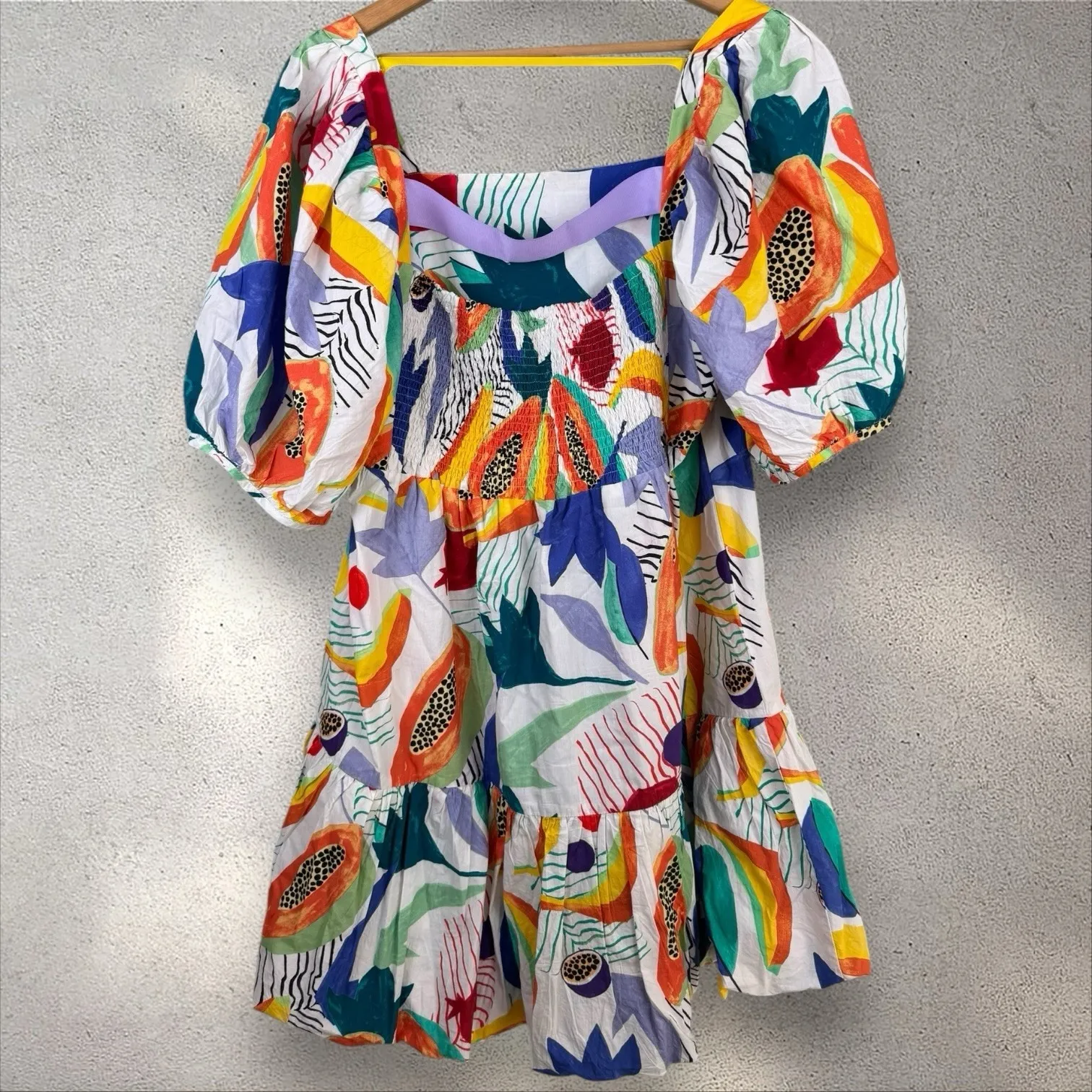 Oliphant Papaya Bubble Skirt Puff Sleeve Cotton Mini Dress Size‎ XL - Image 4