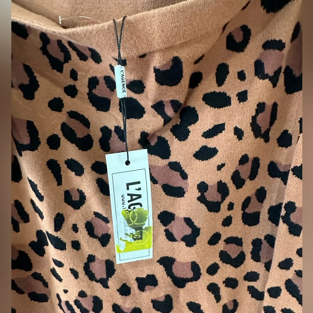 L’AGENCE Felicia Off‑Shoulder Leopard Sweater Dress – Size S NWT Midi Knit - Image 8