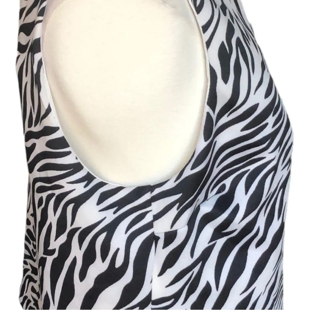 Aqua Womens Animal Print Crop Sleeveless Black White Animal Print Top Medium - Image 3