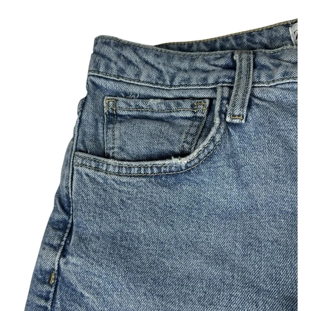 Zara Womens Cropped Jeans Frayed Hem Blue Wash Straight Leg High Rise US 6 EU 38 - Image 5