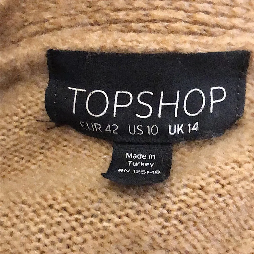 TOPSHOP Women’s Camel Ivory Black Stripes Open Cardigan Sweater Size 10 - Image 3