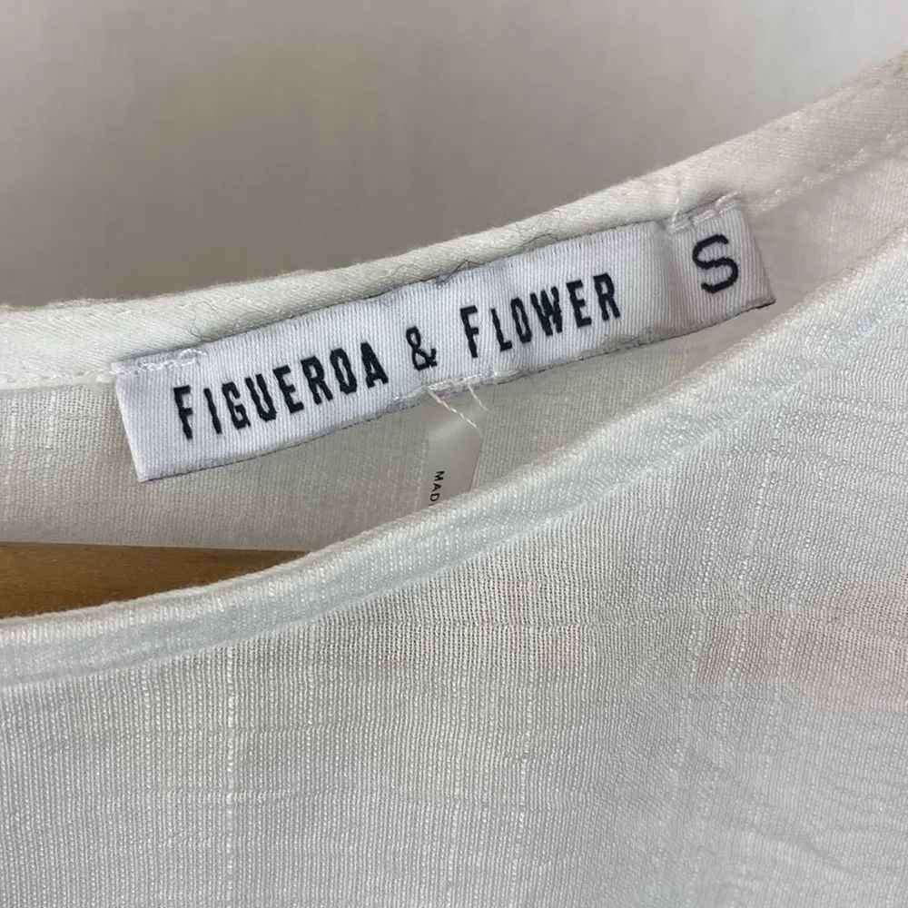 Figueroa & Flowers White Embroidered Long Sleeve Peasant Boho Blouse Top S - Image 3