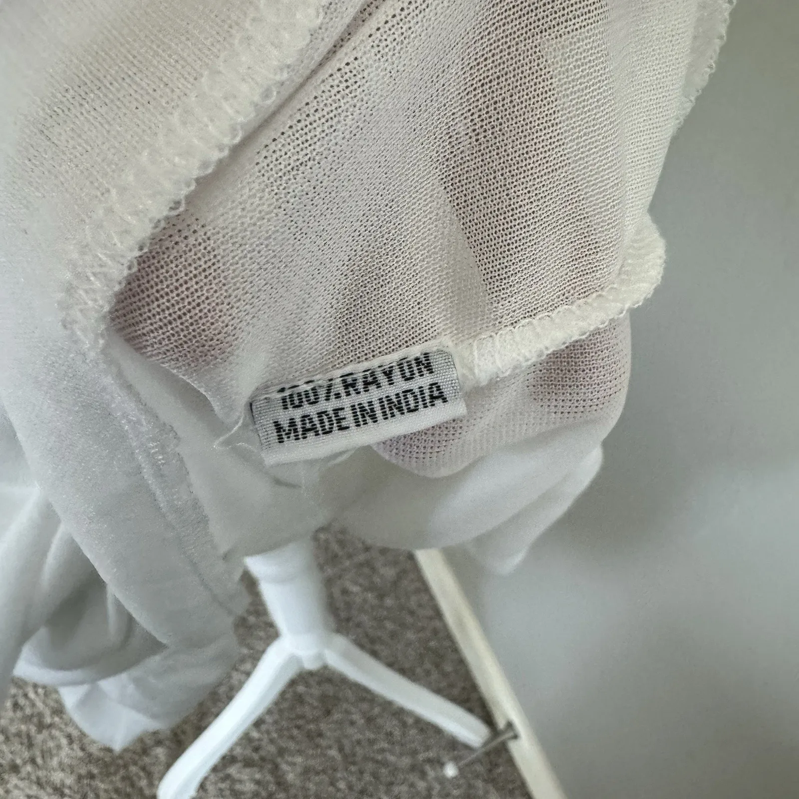 Lapogee Women’s White Embroidered Dress Sz M Spaghetti Strap Ruffle Hem Boho Size M - Image 7