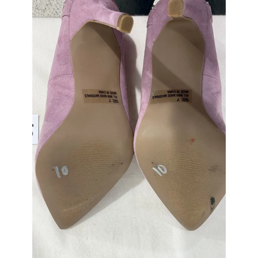 Womans Charlotte Russe Pink Faux Suede Slip On High Heel Pump Size 7 - Image 7