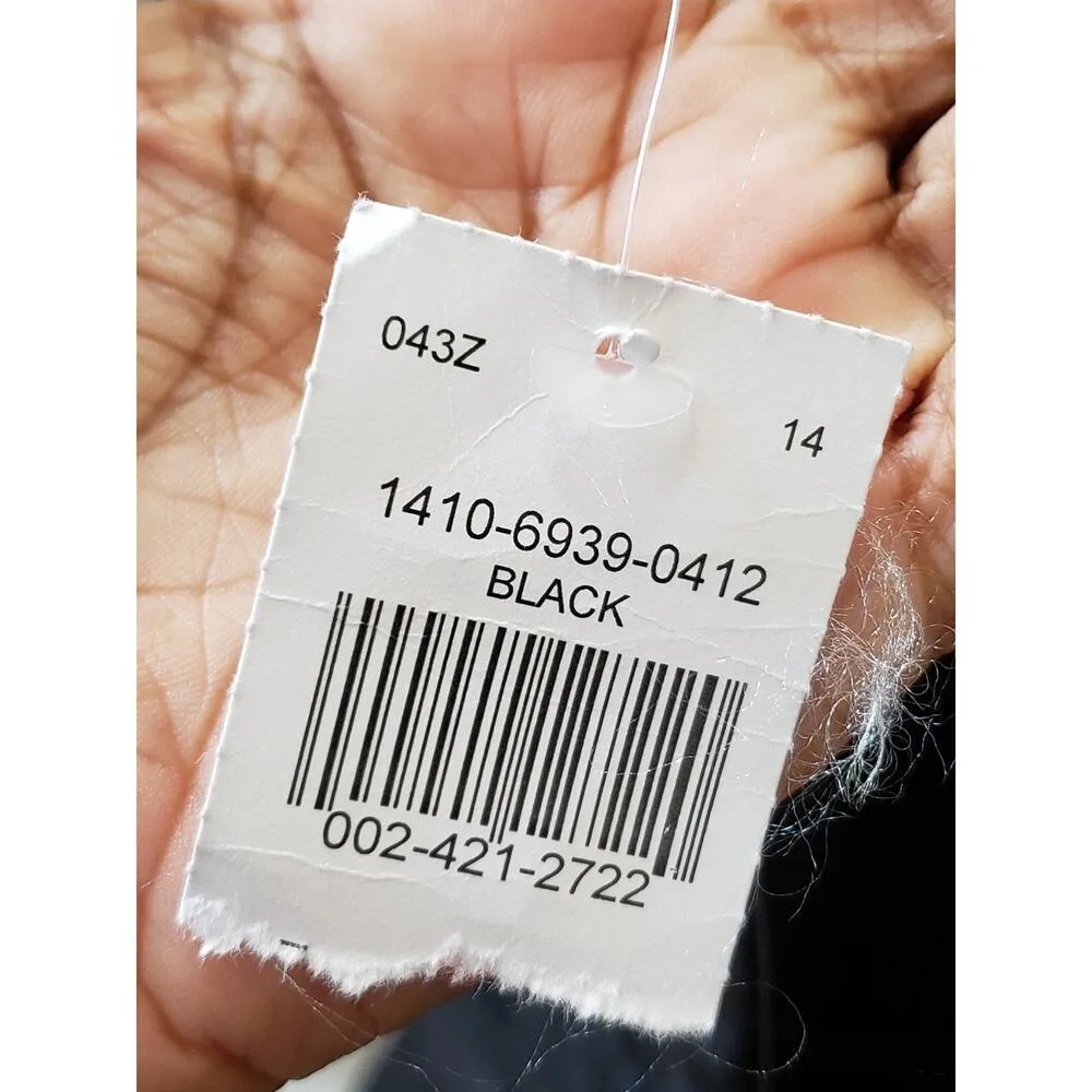 Haute Monde Sheath Dress Womens L Black Mesh Striped Lined Deep V Neck Back Zip - Image 6