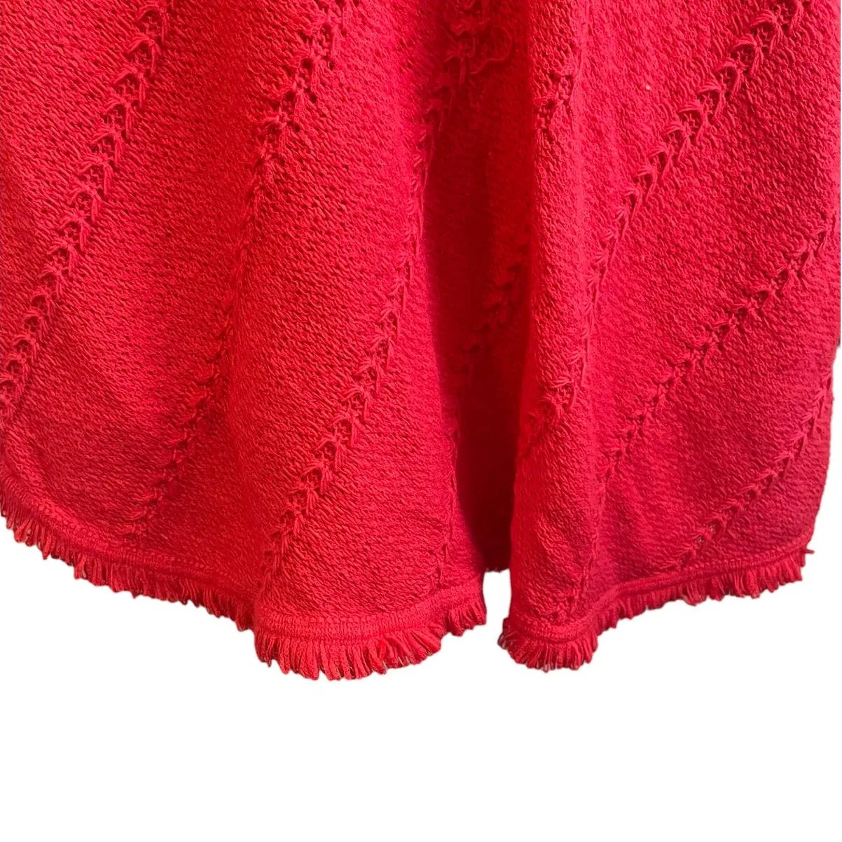 Chicos Women Tunic Sweater XL Coral Fringe Hem Textured Workwear‎ Boho Cottage - Image 7
