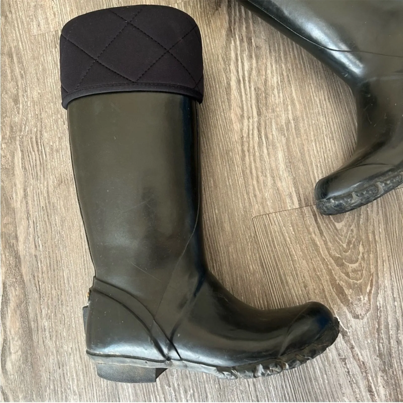 Bogs Black Alex Quilted Tall RainBoots Size 6 - Image 2