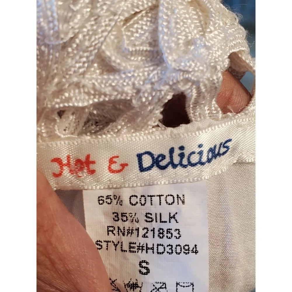 Hot & Delicious Womens White Cotton Silk Swimsuit Cover Dress Size Small - Image 10