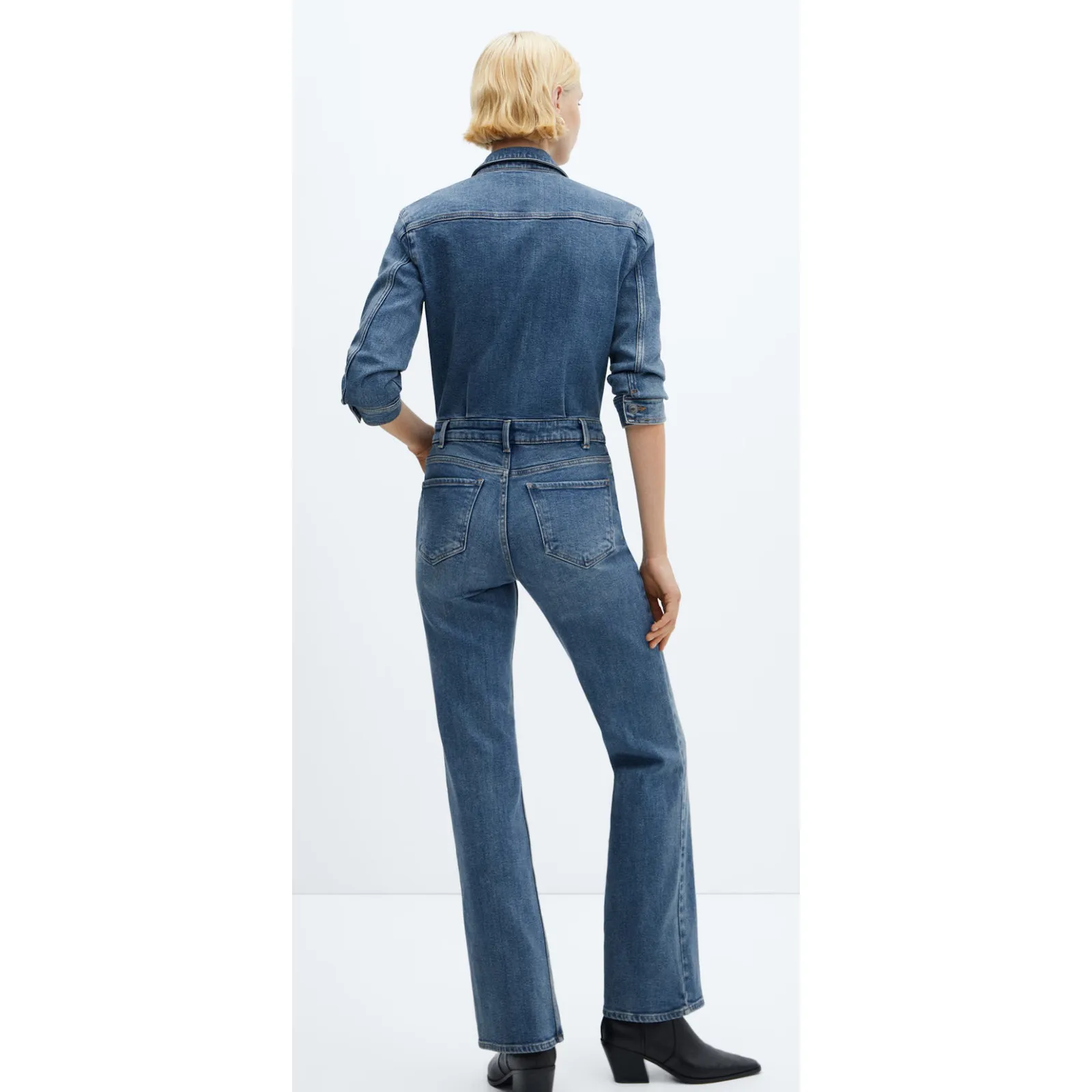 Mango Long Denim Jumpsuit in Size Medium with a 31" Inseam - Image 2