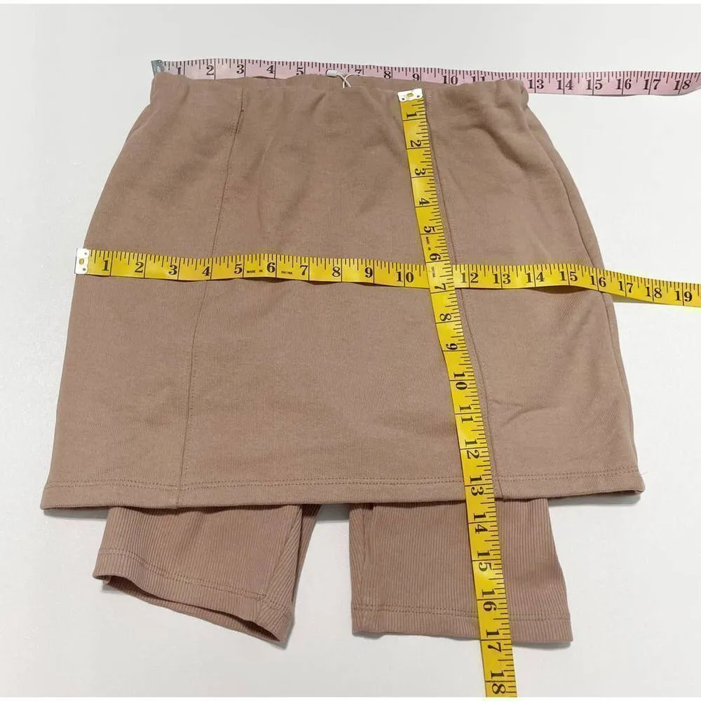 Zara Ribbed Pull On Mini Knit‎ Sweater Skort Skirt with Shorts Nude Pink Small - Image 5